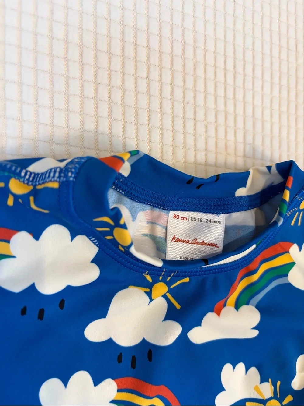 Hanna Andersson Rainbow Sunshine Cloud Print Long Sleeve Rashguard Top